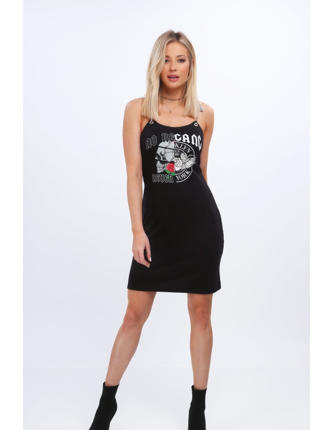 Black dress with fitted application MP62114 - Online store - Boutique